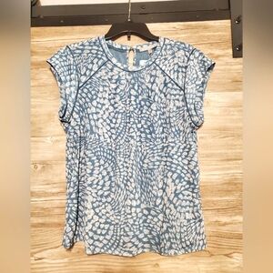 Daniel Rainn Teal Patterned Women's Top